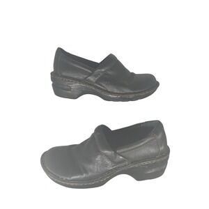 b.o.c. Born Concept Leather Clogs 7.5M Black Comfort Work Slip On Mules